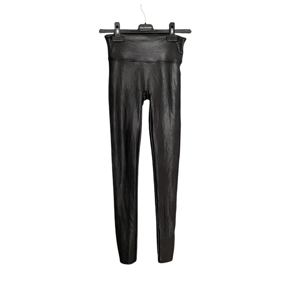 SPANX Snake Print Faux Leather Tights Leggings Black S